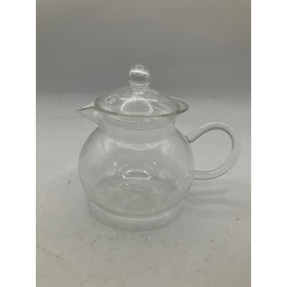 Clear Glass Teapot with Lid Small‎ Round Tea Pot Kitchenware Drinkware